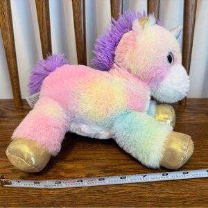 Pastel Rainbow Unicorn Plush - Purple Mane & Gold Hooves (10")